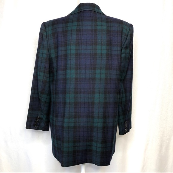 Vintage Collectible Gold Plaid Merino Wool Blazer - Picture 4 of 8